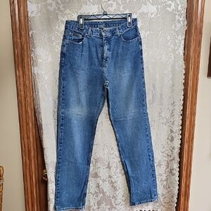 Blue Straight-Leg High-Rise Jeans